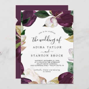 Invitation Moody Purple Blooms Le Mariage De