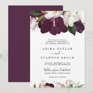 Invitation Moody Purple Blooms Mariage officiel