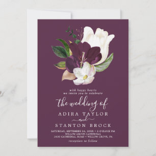 Invitation Moody Purple Blooms Plum Le Mariage De