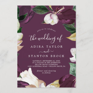 Invitation Moody Purple Blooms   Plum Le Mariage De
