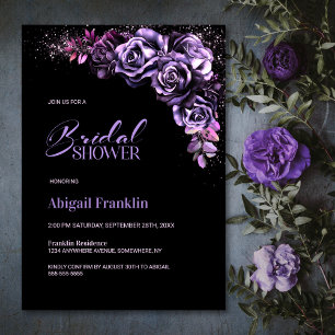 Invitation Moody Purple Floral Fête des mariées