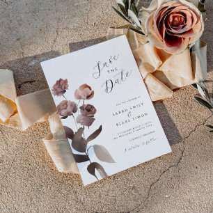 Invitation Moody Purple Floral Wedding Enregistrer la date