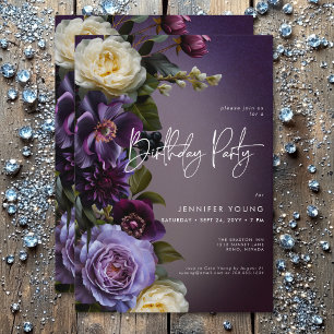 Invitation Moody Purple & Lavender Floral Moderne Anniversair