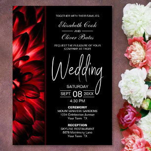 Invitation Moody Red Floral Mariage