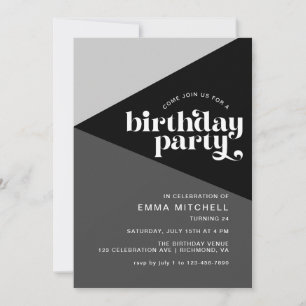 Invitation Moody Retro Cool Noir & Blanc Monochrome Anniversa