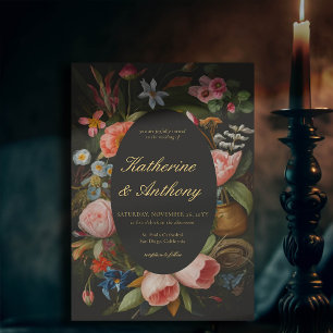 Invitation Moody Romantic Dreamy Pink Dark Gothic Mariage