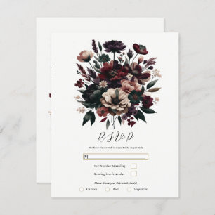 Invitation Moody Rustic Garden Florals Bohemian Wedding RSVP