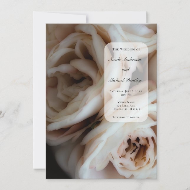 Invitation Moody Soft Rose Roses Élégant Mariage minimal (Devant)