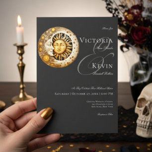 Invitation Moody sombre Moody Victorian Moon & Sun Mariage