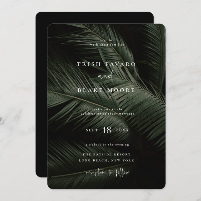 Invitation Moody Tropics Mariage (Devant / Derrière)