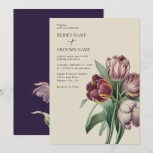 Invitation Moody Watercolor Purple Tulips Mariage
