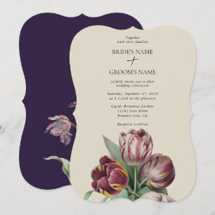 Invitation Moody Watercolor Purple Tulips Mariage Classic