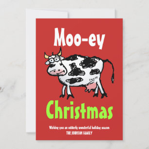 Invitation Mooey Christmas Funny Cow Flat Holiday Card