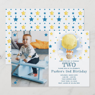 Invitation Moon Air Balloon Photo Anniversaire