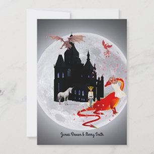 Invitation Moon Dragon Prince Unicorn Phoenix Castle Mariage
