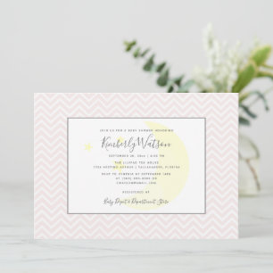 Invitation Moon et Stars Chevron Baby shower   Rose