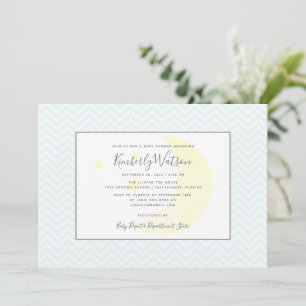 Invitation Moon et Stars Chevron Baby shower   TURQUOISE