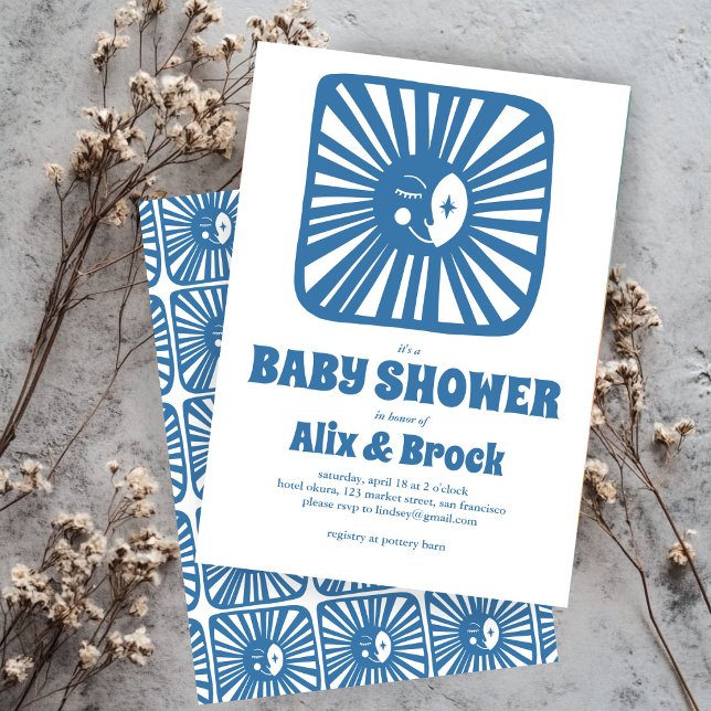 Invitation Moon Glow Boho Modern Cute Baby shower personnalis (Moon Glow Boho Modern Cute Custom Baby Shower Invitation
)