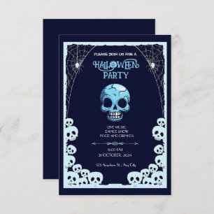 Invitation Moonlit Mayhem : Halloween Bleu Et Noir