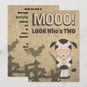 Invitation MOOO ! Regardez qui est deux fermes de vache Vinta