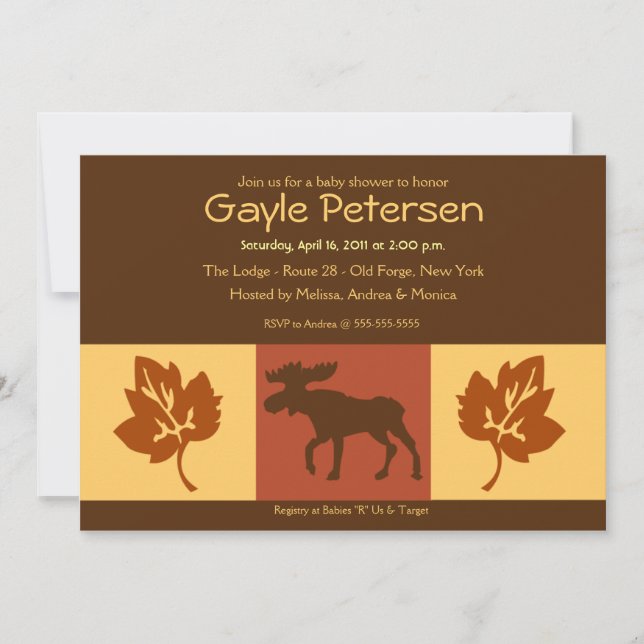 Invitation MOOSE Adirondack Lodge Baby shower à thème rustiqu (Devant)
