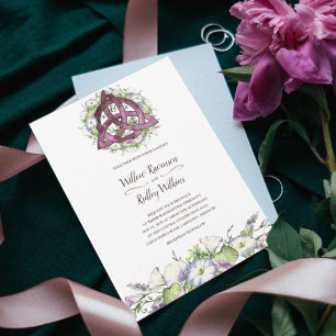 Invitation Morning Glory Plumb celtique Triquetra Handfasting