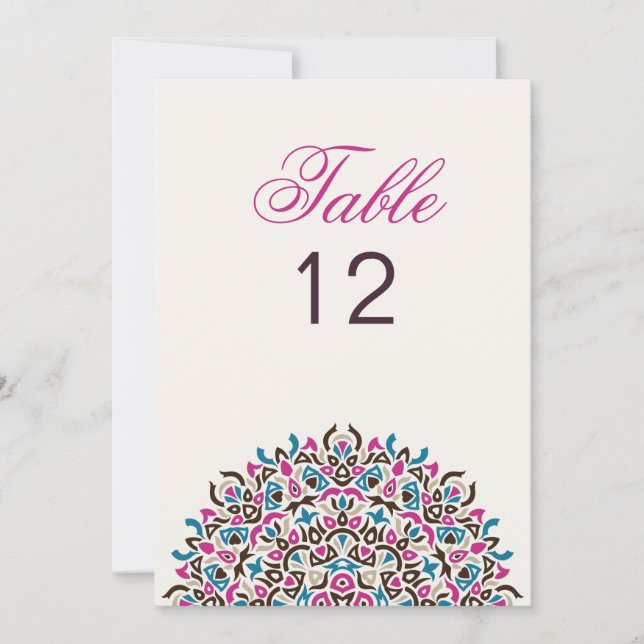 Invitation Moroccan Lattice Geo Mandala Wedding Table Number (Devant)