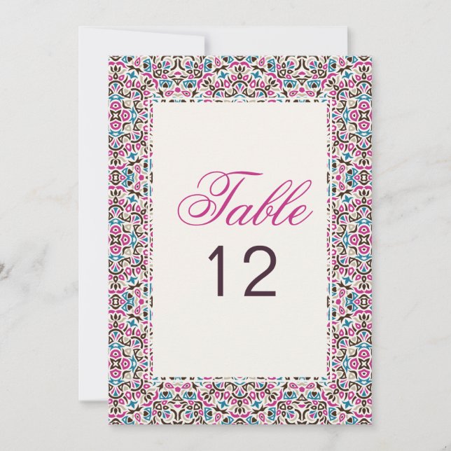 Invitation Moroccan Lattice Geo Mandala Wedding Table Number (Devant)