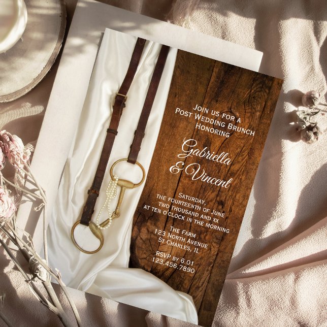 Invitation Mors de cheval en satin blanc occidental brunch d' (Créateur téléchargé)