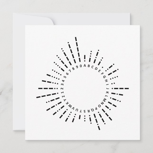 Invitation Morse Code Circle Card A–Z & 0–9 Minimalist (Devant)