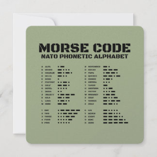 Invitation Morse Code NATO Tactical Signal Reference Card A Z