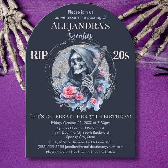 Invitation Mort à ma jeunesse Faucheuse Fête d'anniversaire 3 (Créateur téléchargé)