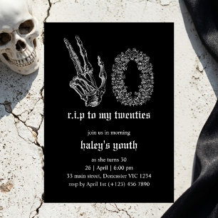 Invitation Mort à ma jeunesse Squelette Funérailles 30e anniv