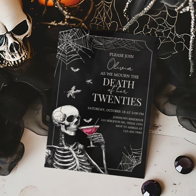 Invitation Mort à mes vingt ans Anniversaire Halloween gothiq (Death of my Twenties Birthday Party Invitation)
