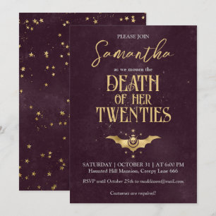 Invitation Mort à mes vingt ans Fête d'anniversaire Halloween