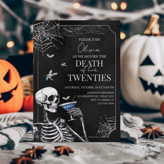Invitation Mort à mes vingt-quatre-vingts anniversaire d'Hall (Death of my Twenties Birthday Party Invitation)