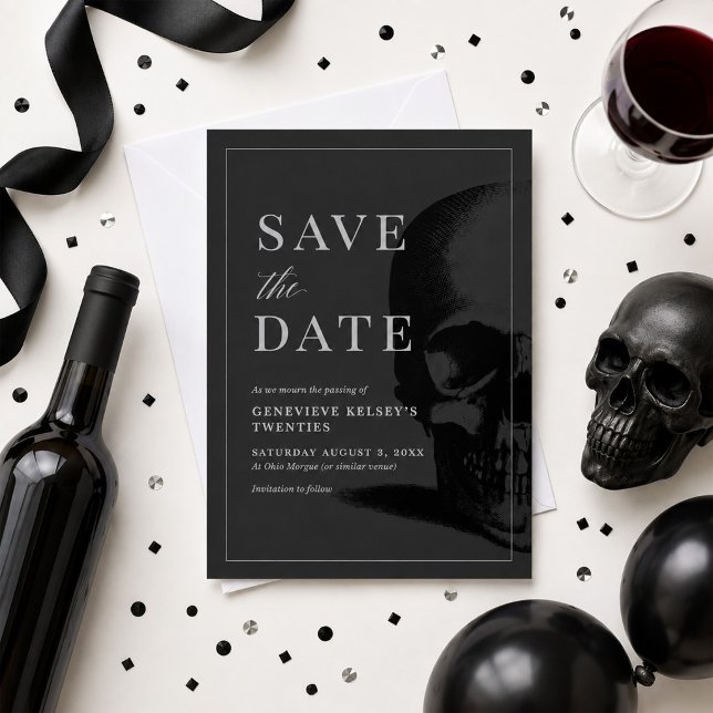 Invitation Mort à votre soirée des 20 ans, Enregistrez la dat (Créateur téléchargé)