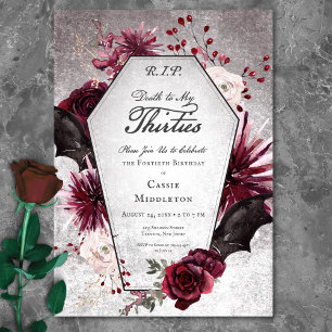 Invitation Mort gothique rustique à mes trente 40e anniversai