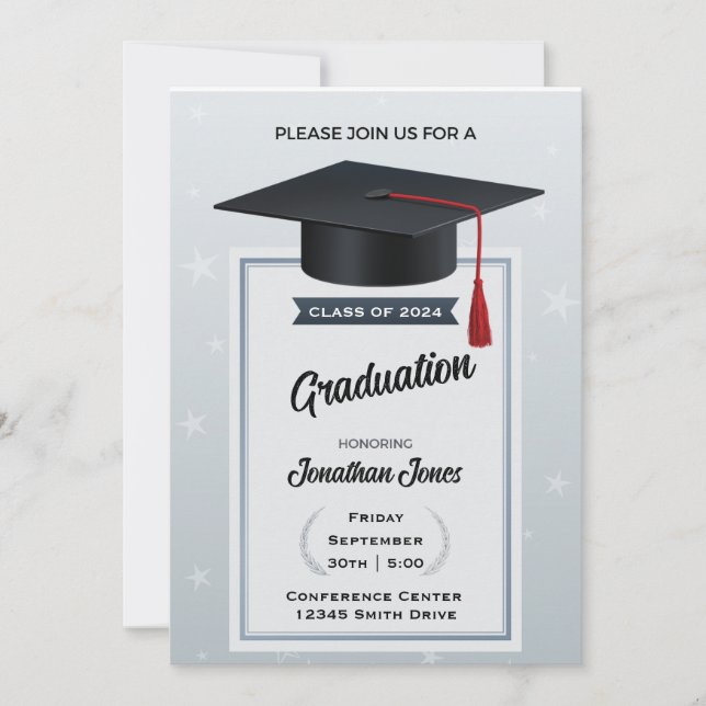Invitation Mortboard et Tassel | Graduation (Devant)