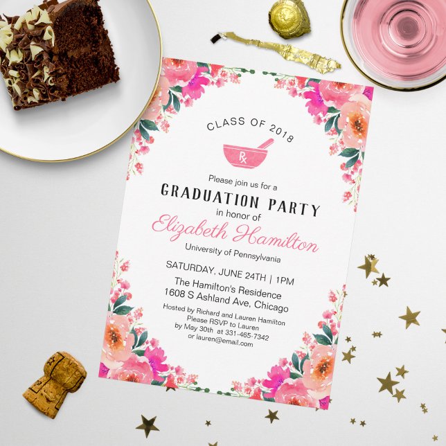 Invitation Mortier et pilon Rx Pharmacy School Grad Party (Créateur téléchargé)