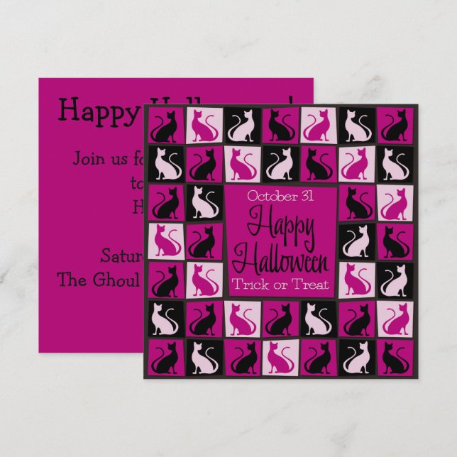 Invitation Mosaïque de chat d'Halloween (Devant / Derrière)