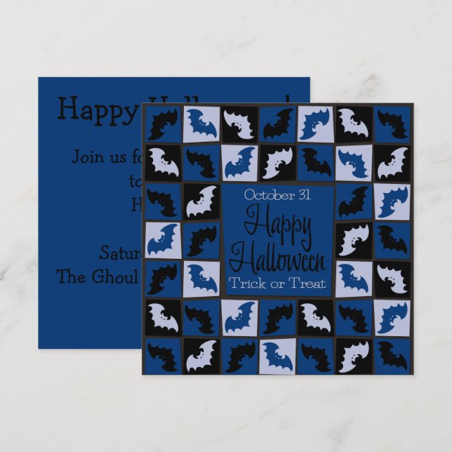 Invitation Mosaïque de chauve-souris d'Halloween (Devant / Derrière)