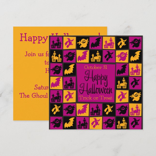 Invitation Mosaïque d'Halloween (Devant / Derrière)