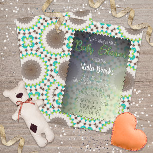 Invitation Mosaïque ethnique Baby shower neutre entre les sex