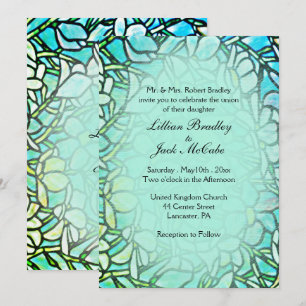 Invitation Mosaïque verte carreaux floraux Mariage