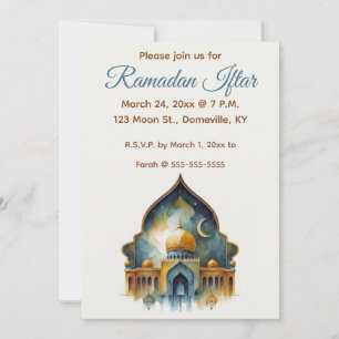 Invitation Mosquée et Lune Ramadan Iftar