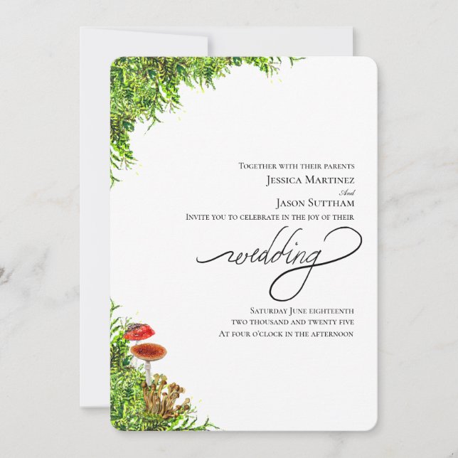 Invitation Moss et champignons Elégant Mariage moderne (Devant)