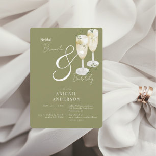 Invitation Moss Green Bridal Brunch & Bubbly Douche