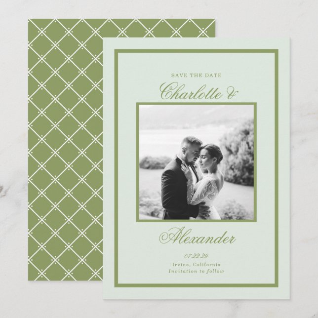 Invitation Moss Green Estate Wedding Save the Date (Devant / Derrière)