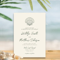 Moss Green Modern Shell Beach Destination Mariage